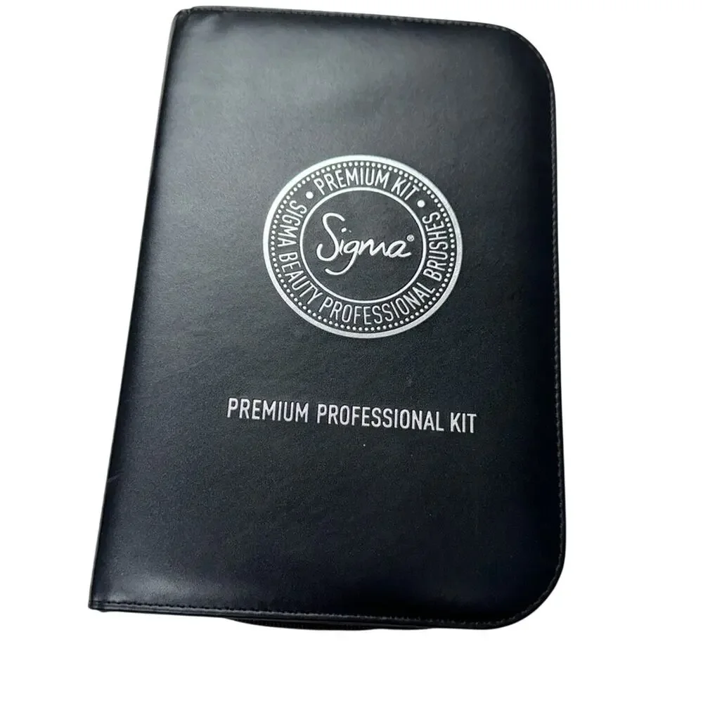 Sigma Brushes Black Leather Makeup Brush Travel Case Organizer Holds 15 Brushes
